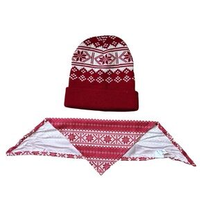 NWOT Matching Holiday Set: Nordic Snowflake Adult Beanie & Dog Bandana